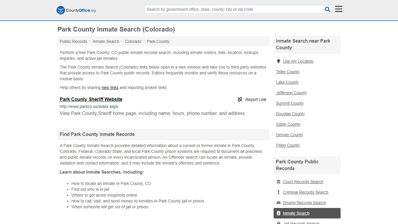 Inmate Search - Park County, CO (Inmate Rosters & Locators)