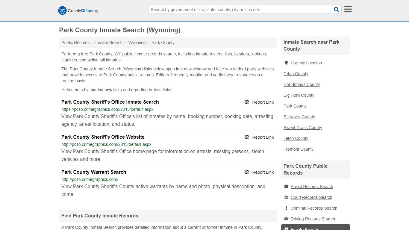 Inmate Search - Park County, WY (Inmate Rosters & Locators)